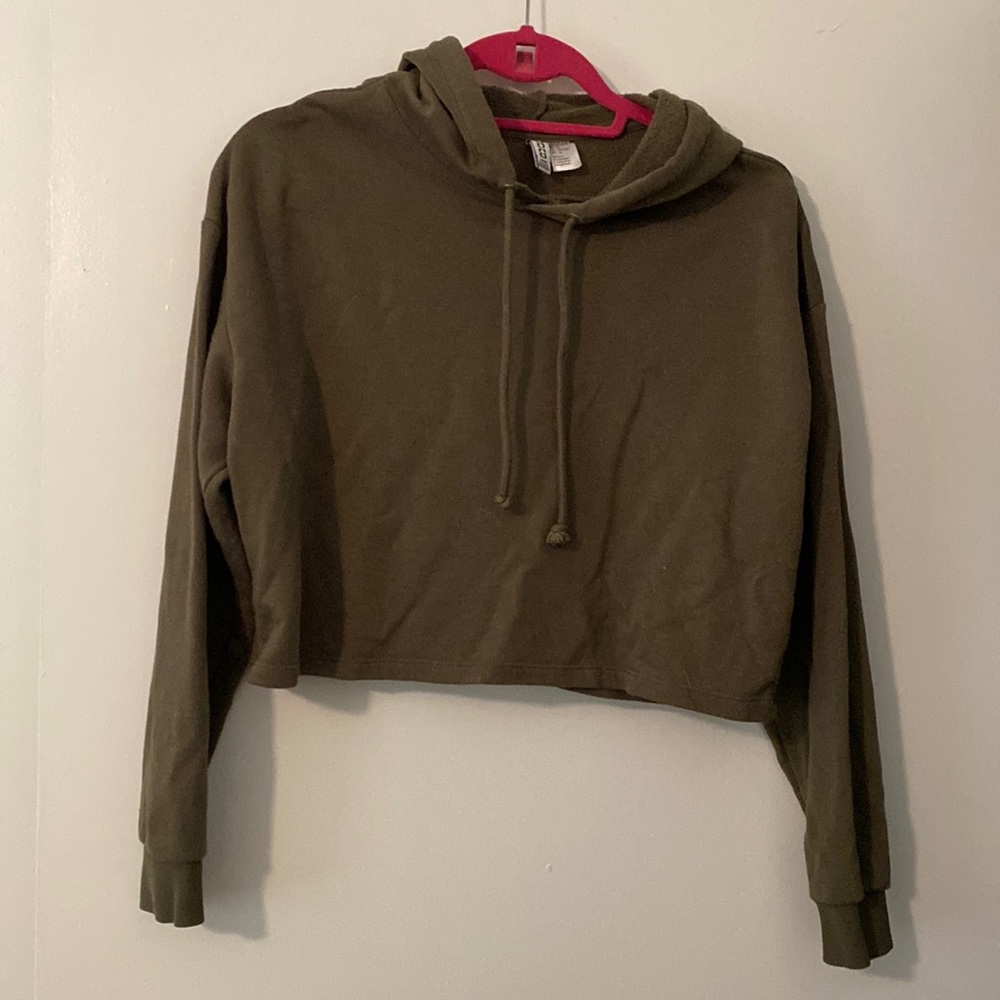 Olive green crop hoodie